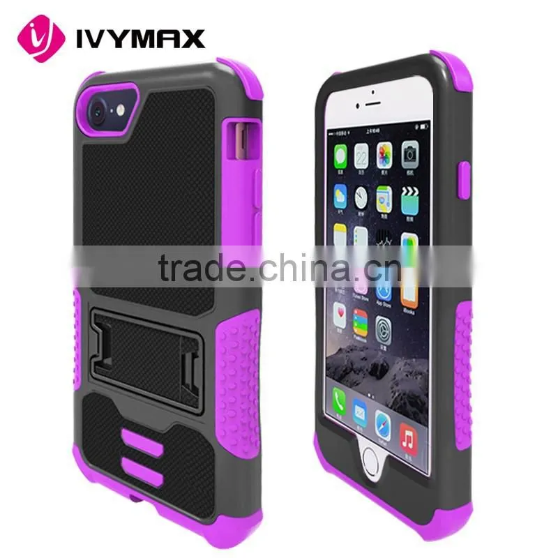 Low MOQ hard sheild armor combo back cover case with kickstand for apple iphone 7 wholesale cell phone case