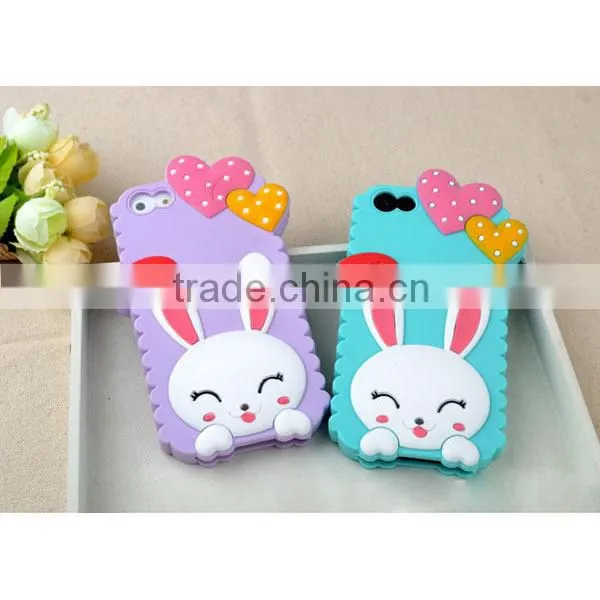 2014 lovely durable cheap price mobile rabbit shape silicone phone case