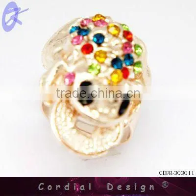 hot sale colour rhinestone fashion cheap spittor ring