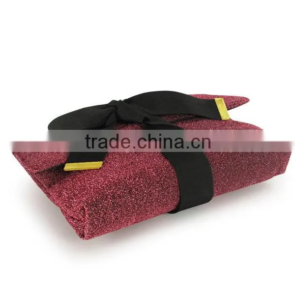 polyester glitter with flap bowknot cosmetic bag