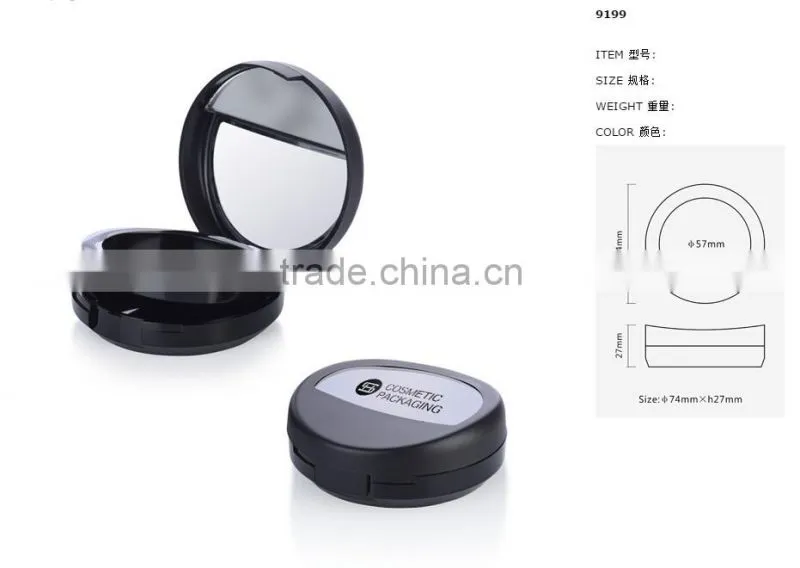 OEM round black empty foundation makeup compact with mirror