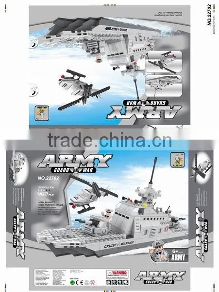 Safety ABS toys navy cruise warship plastic building blocks