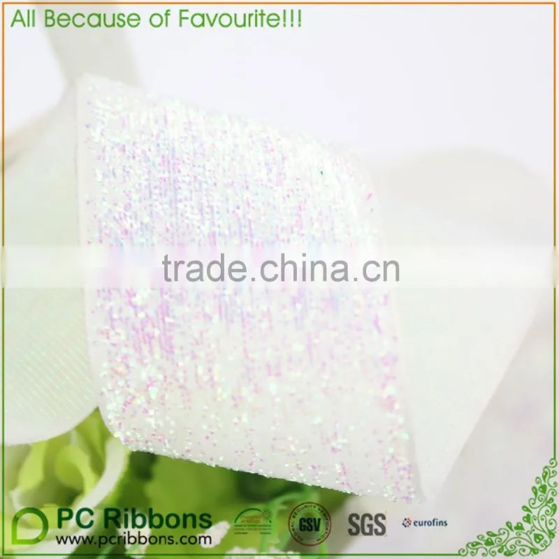25mm white metallic velvet ribbon glitter ribbon wholesale