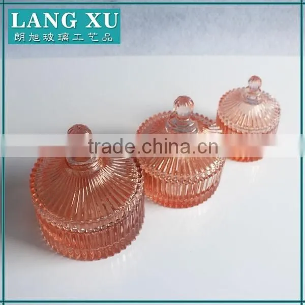 Crystal cute decorative glassware candle glass jar with lid