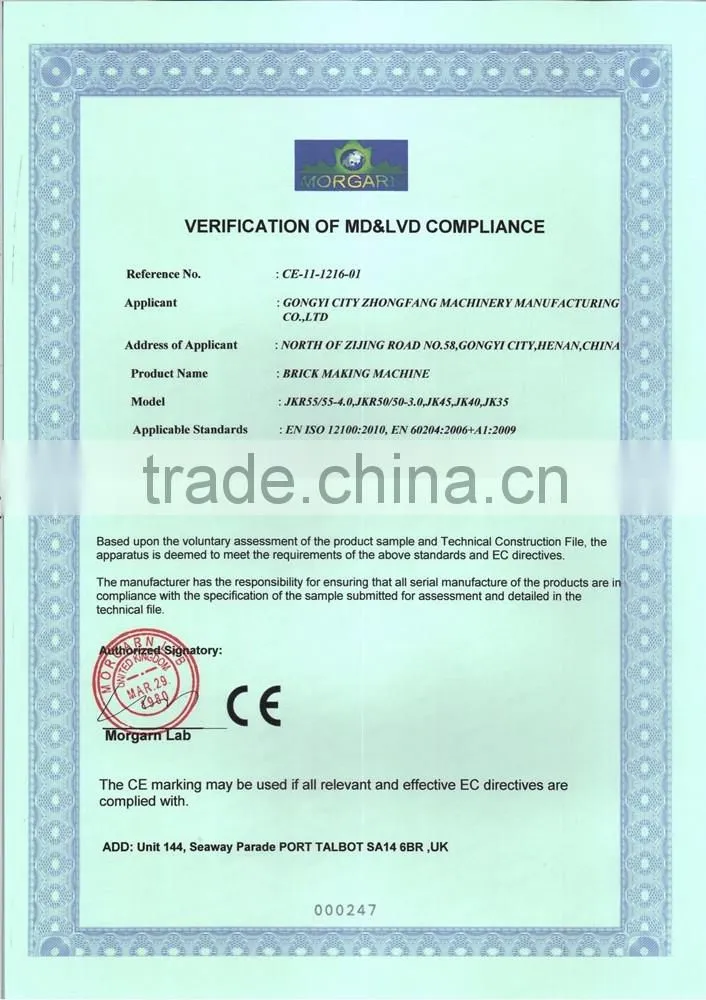 CE approved clay brick making machine for sale