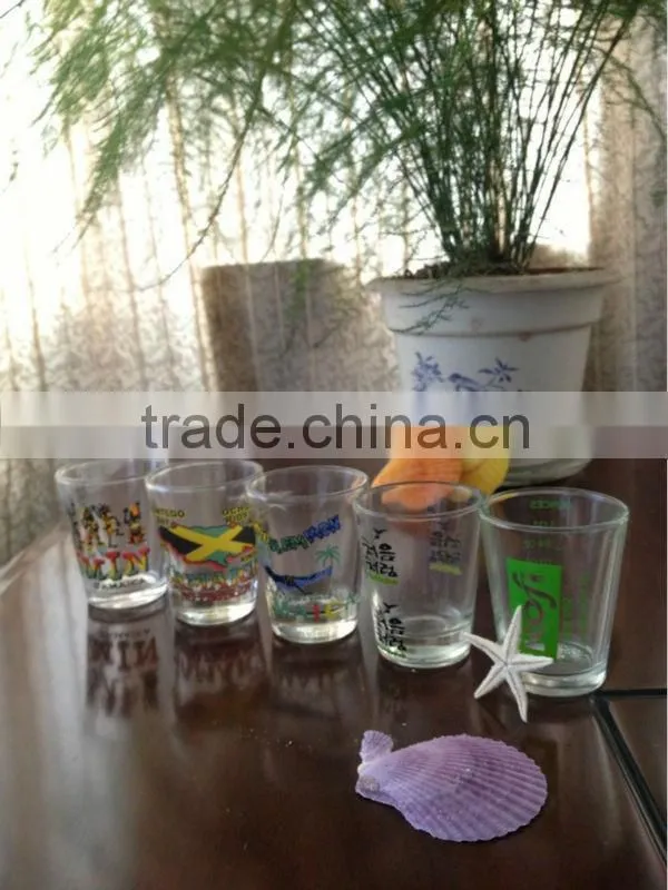 wine glass cup with paper decal logo