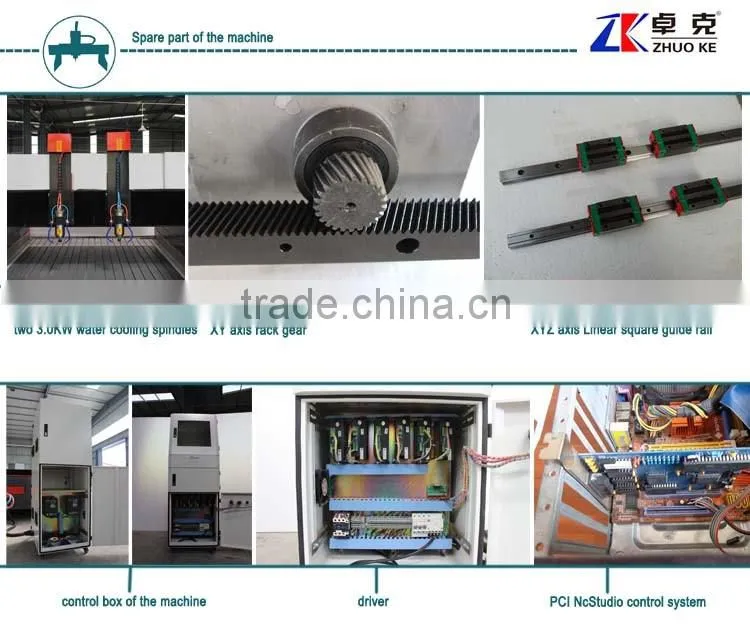 Z 500mm two heads cnc router stone cutter for marble granite ZK-1530 1500*3000mm