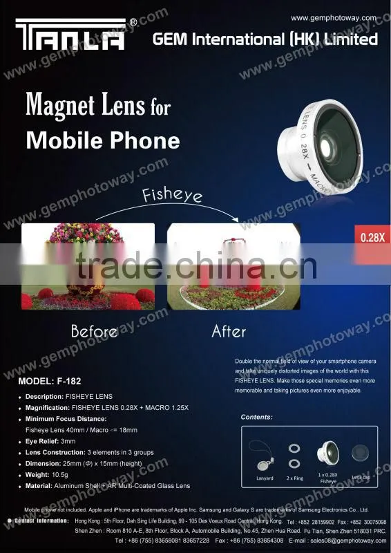 Fisheye lens mobile phone lens