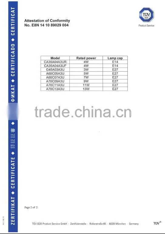 TIWIN CE ROHS UL TUV GS APPROVED POPULAR E27 3W LED Bulb Light