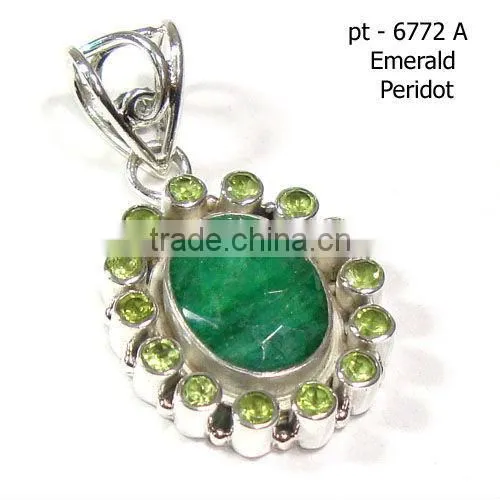 925 Sterling Silver Citrine & Dichroic Glass Pendant