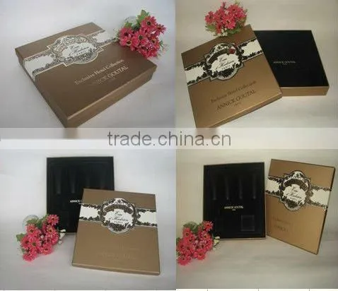 classical elegant brown gold stamping cosmetic box wholesale