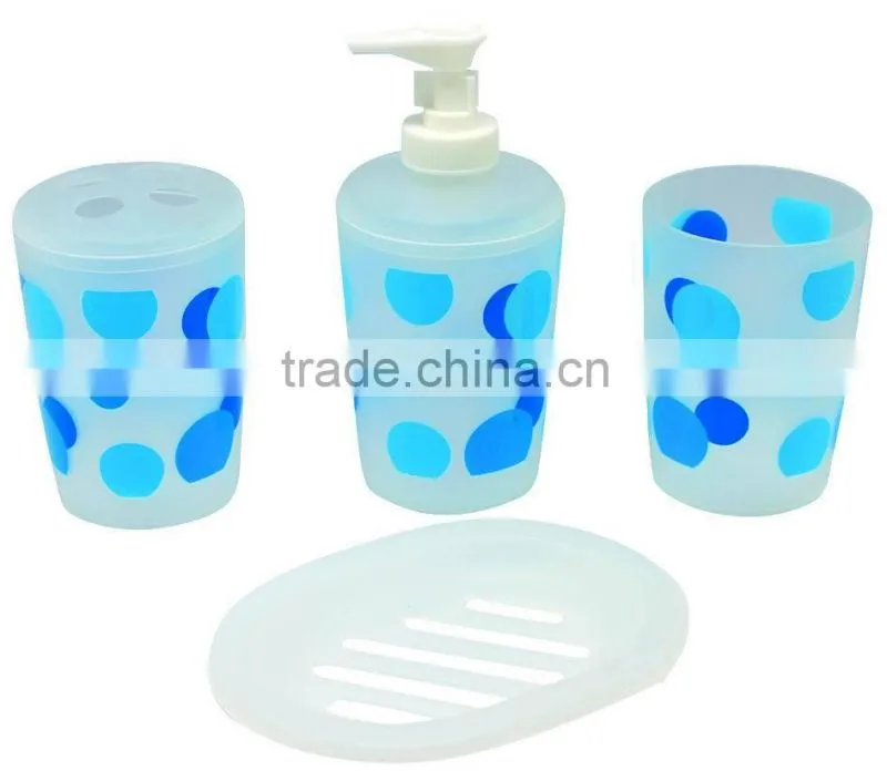 Eco-Friendly Feature and plastic pp bathroom set with plastic soap dispenser