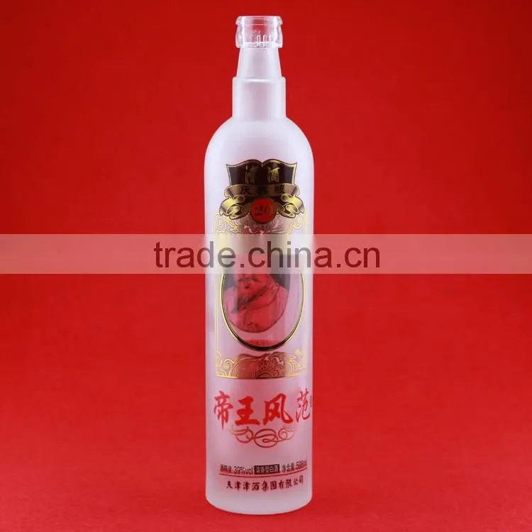 Wholesale good quality bulleitesd brandy bottles alcohol bottles frosted liquor 500ml spirit bottles