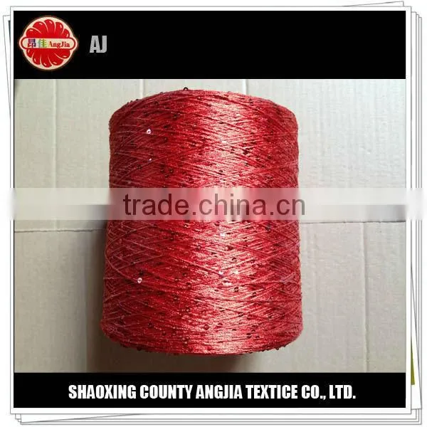 100% polyester spun knitting sequin yarn for socks