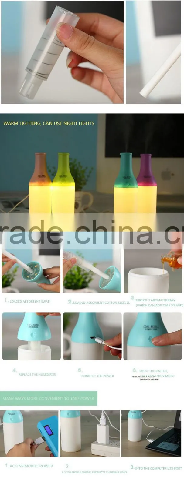 USB led light essential mist oil humidifier air freshener aroma humidifier
