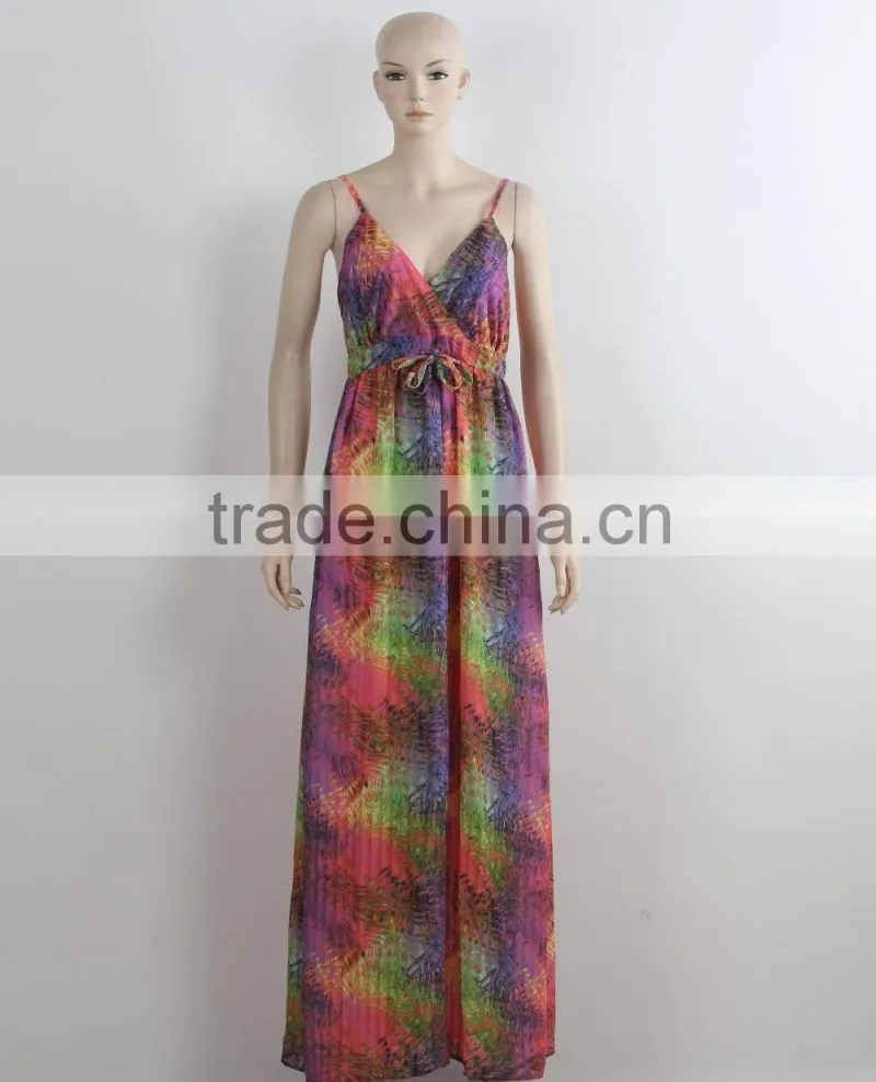 F5S40357 Women Long Print Party Dress