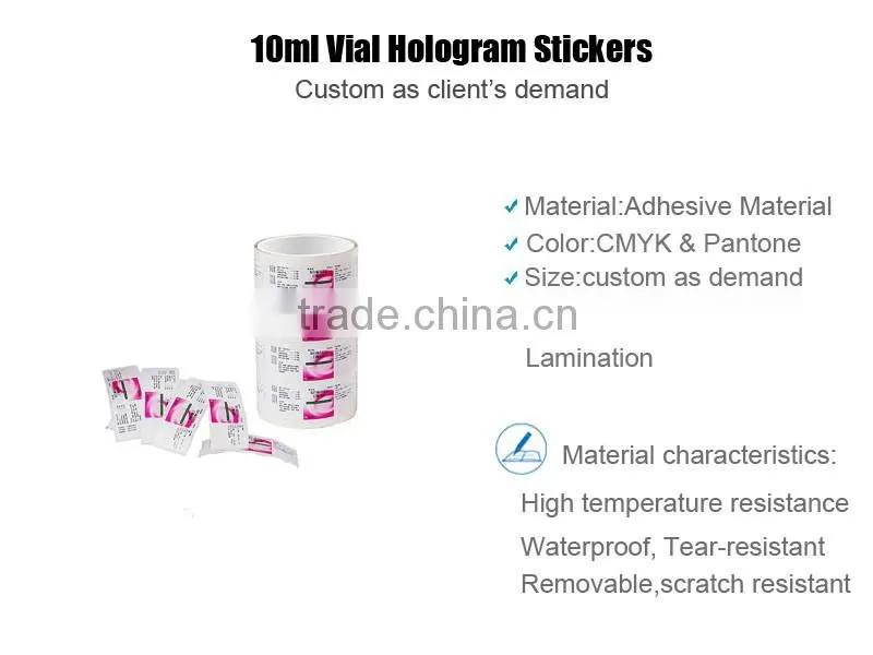 10ml Vial Hologram Stickers Pill Case Medicine Bottle Label Sticker Printing