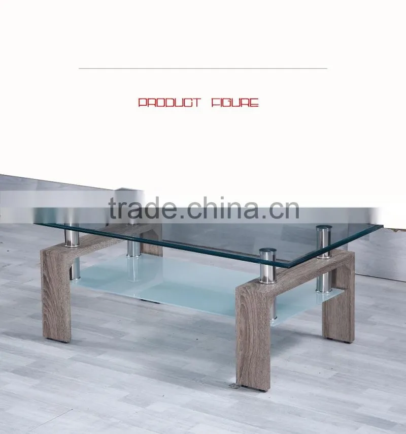 Glass top coffee table with MDF legs for home use