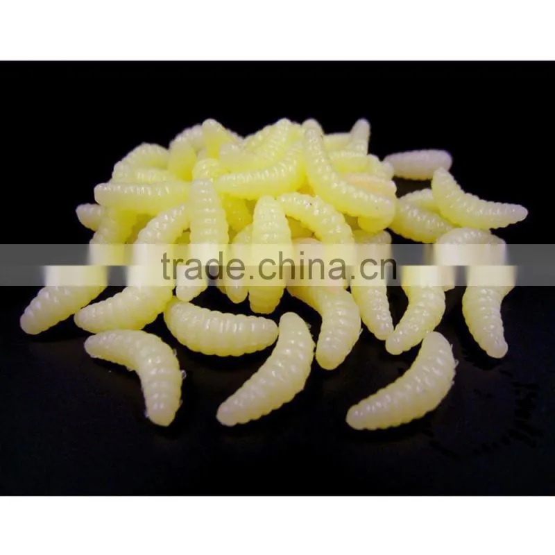 100Pcs 2cm 0.5g Artificial Soft Fishing Lures Lifelike Simulation Worm Maggot Grub Shape Baits Fishy Smell