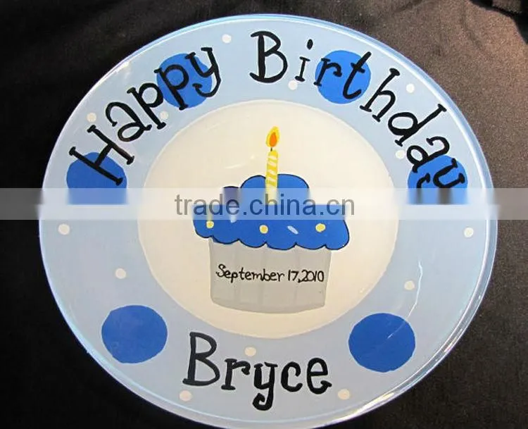 Wholesale 8.5" 10.5" personalized ceramic birthday plates for party,personalized plates