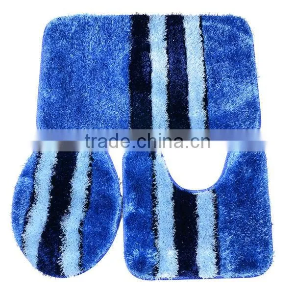 2014 New polyester shaggy bathroom rug set