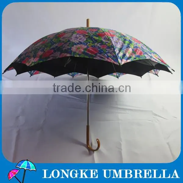24"double layer 16K folower design women umbrella