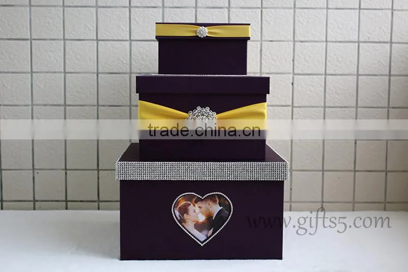 Elegant wedding card box handmade wedding box with photo frame