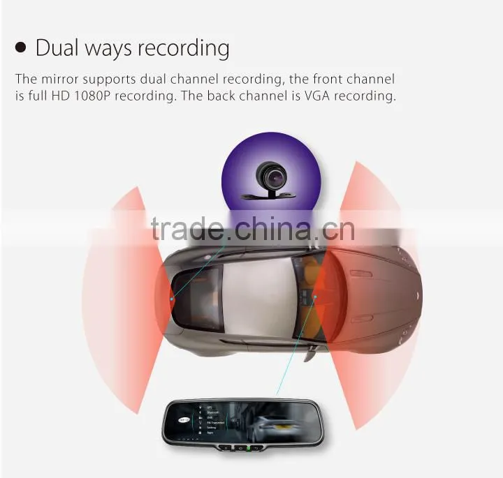 5 Inch Android gps navigation rearview mirror gps wireless camera