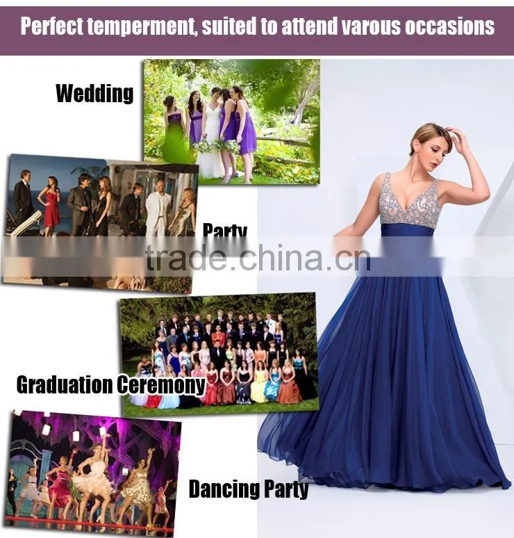 2014 Latest design sexy shoulder v- neck prom dress