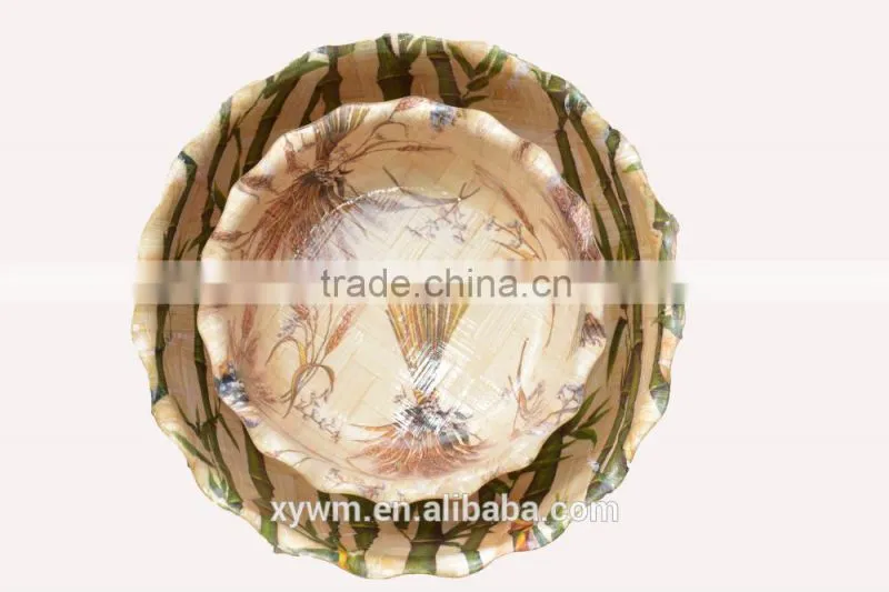 Best Color Economic Fruit Salad Wave Rim Wooden Bowl ,Handmade Woven Snack Bowl