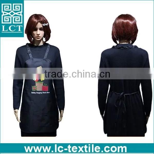 wholesale in stcok supermaket uniform black women apron for workshop