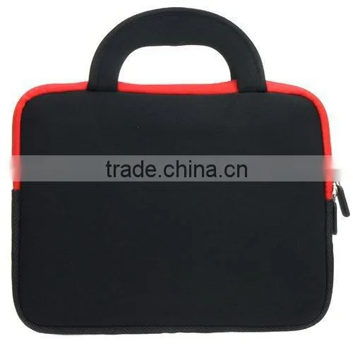 Neoprene zipper laptop tote bag computer sleeve tablet bag in Black color