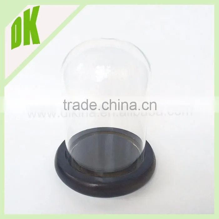 2015 new Wooden Base with transparent Glass of flower Vase terrariums/display glass vase wooden base