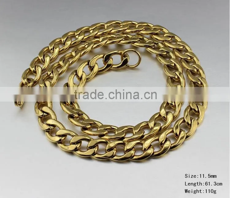 Gold color men's stainless steel chain