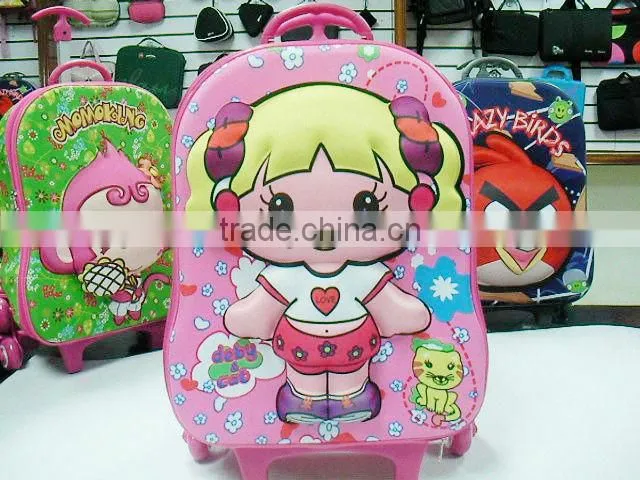 3D kids eva luggage bag with trolly kids luggage bag
