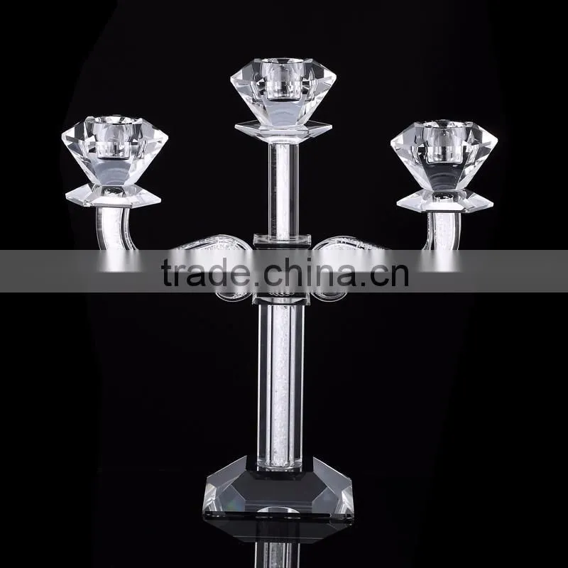 3 arms Transparent Crystal Candle Holder Centerpieces for Wedding Table Decoration