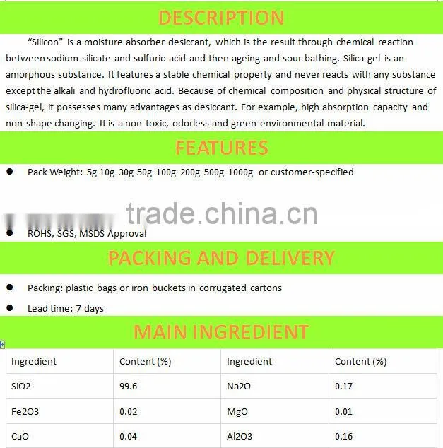silica gel drying agent in bags tyvek pack