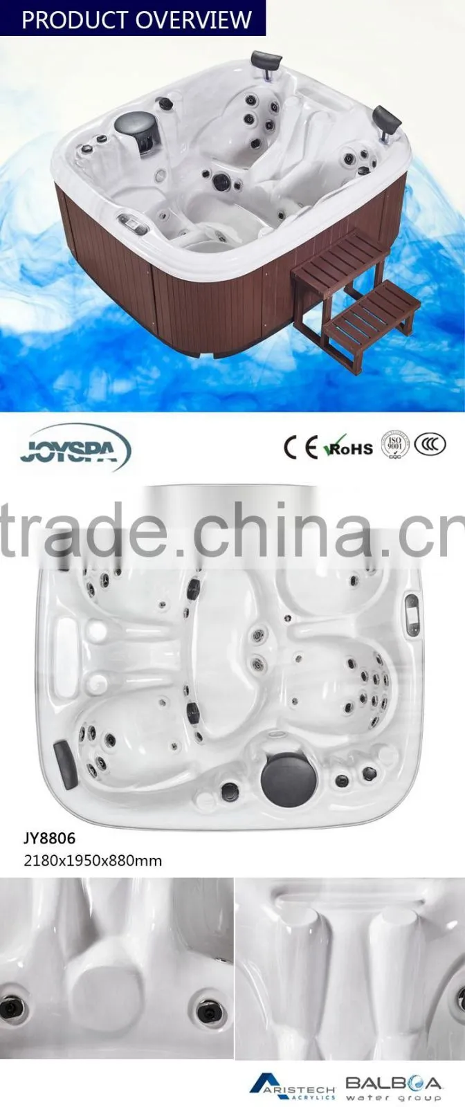 New design2.1Meter 41jets USA systerm 4 person hot tub spa tub