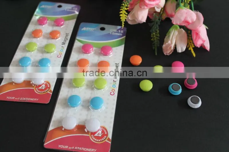 Round shape 15mm color magnet button for office, whiteboard, frige, freezer, school. Wholesale magnet button cheap sale!