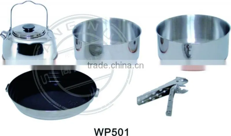 multi-purpose travel stainless steel cooking supplier set,cooking pot