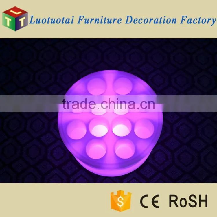 Li battery operated PE plastic RGB 16 color changing LED light wine tray