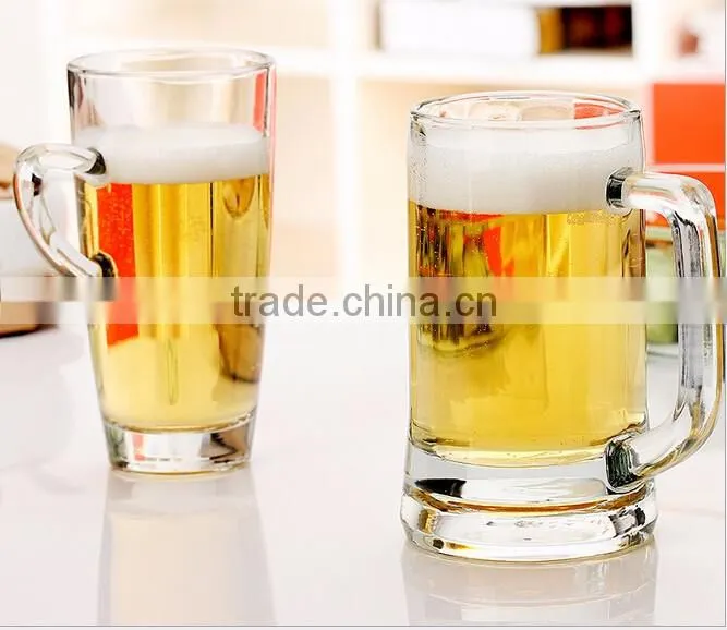 Haonai Promotional glass beer mugs with handle and custom logo