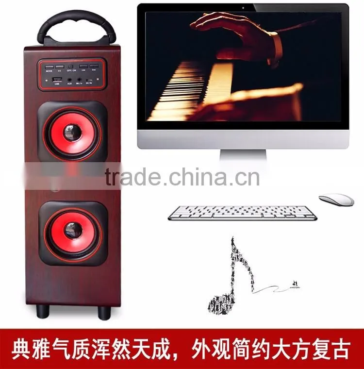 2017 New Design Quadrate Shape Loudspeaker, Wireless Plug-in card Retro Stereo Bluetooth Speaker Box