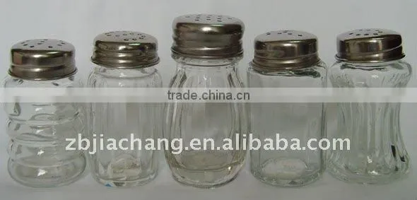 bell shape mini round glass spice shaker jar and metal lids