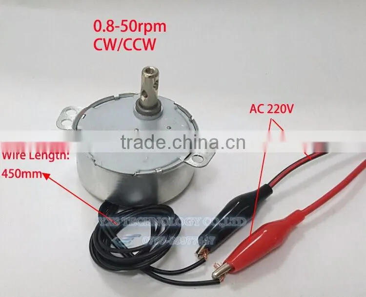 TYC-50 AC220V Non-directional Constant Magnetic Low-speed Synchronous Motor 0.8/1.8/5/10/15/30/50RPM 4W