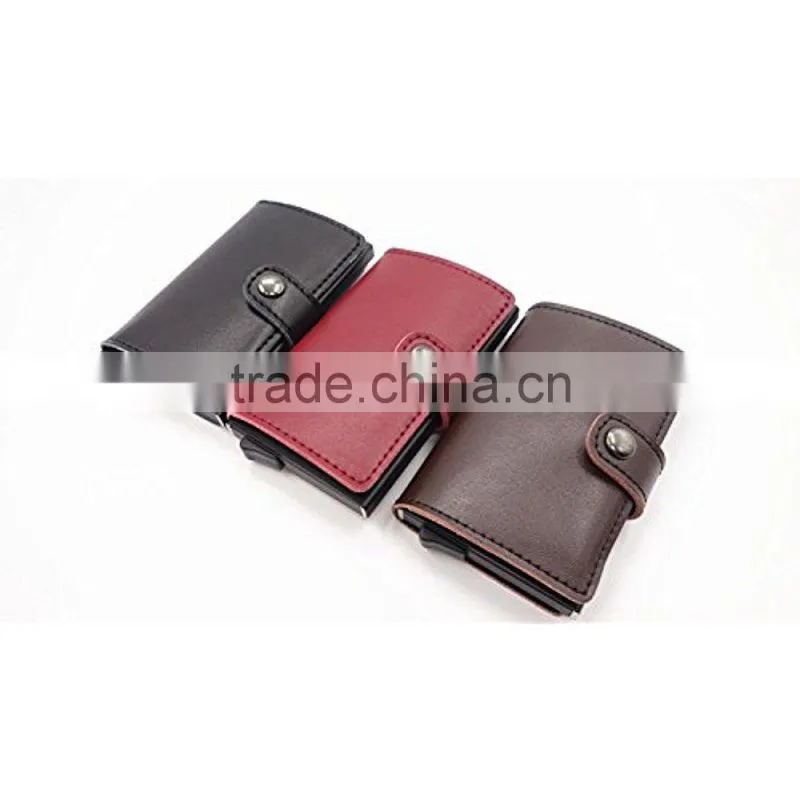 Aluminum PU Leather ID Credit Card RFID Protector Holder Case Purse Wallet