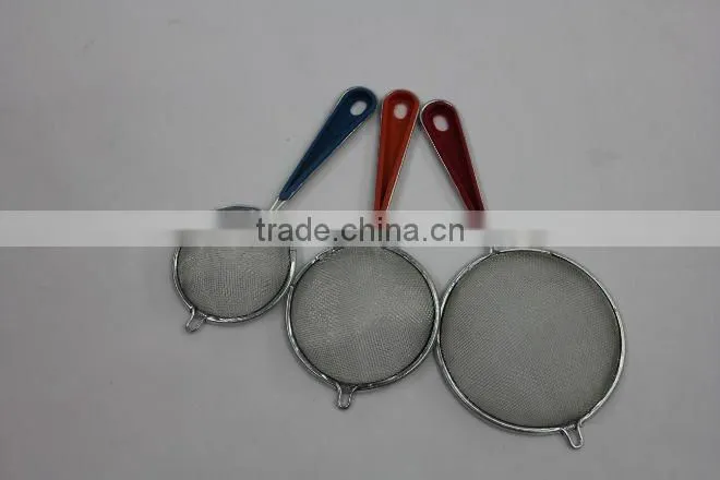 3PC COLORFUL PLASTIC HANDLE OIL STRAINER SET