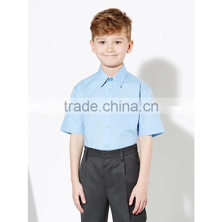 Boys' Easy Care Short Sleeve School Shirt,Custom School Uniforms Clothing Apparel Manufacturer Guangzhou