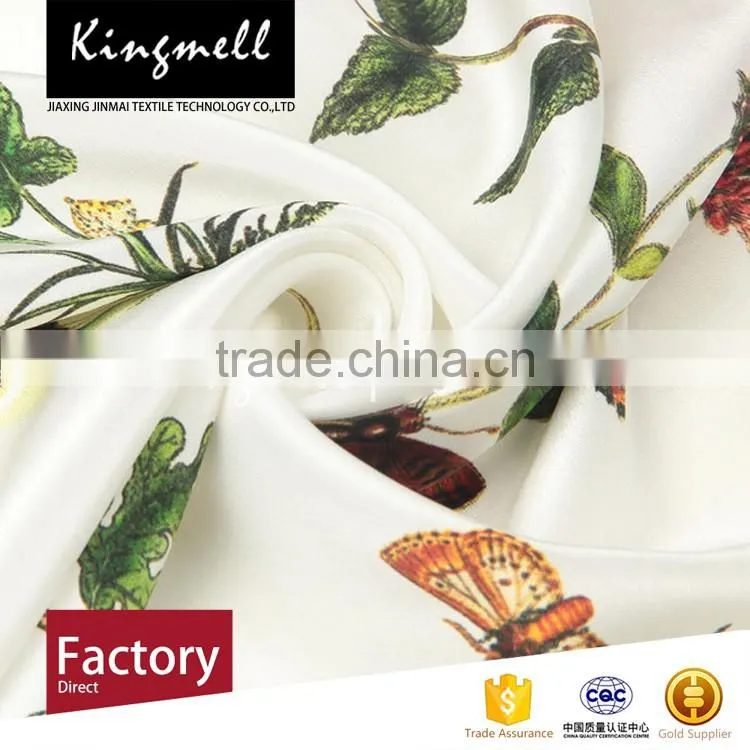 Custom high-end butterfly digital printed silk crepe de chine fabric