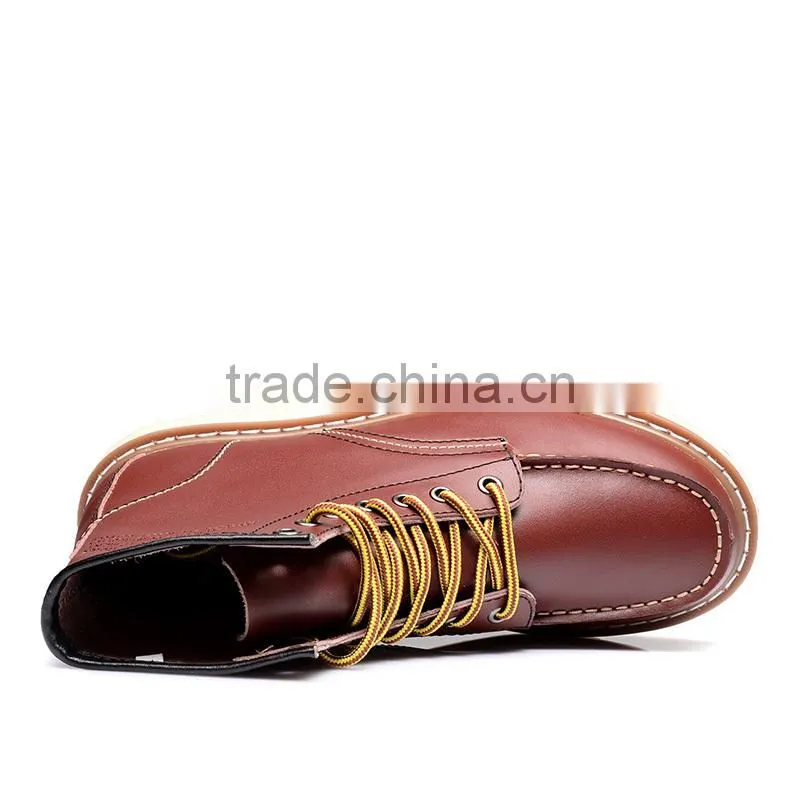 Autumn men leather high top casual shoes sample for adults, winter high upper worker shoes casual brand from china